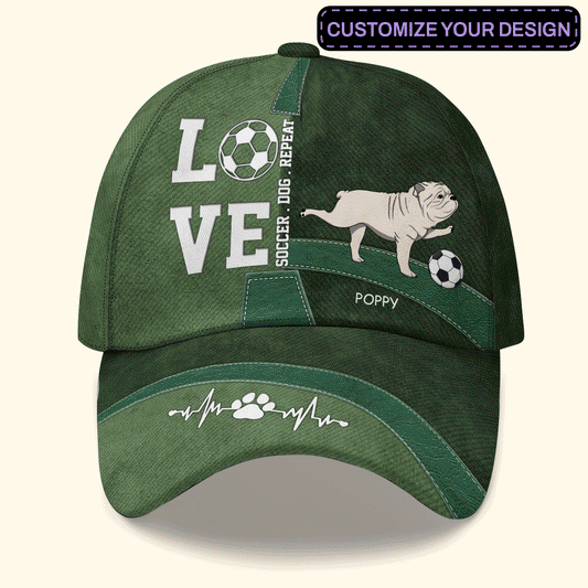 Love Soccer Dog Repeat - Personalized Classic Cap TCCCN71