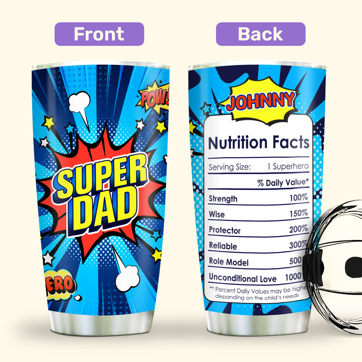 Super Dad 20oz, 30oz, 40oz Personalized Tumbler TCSSTHA02