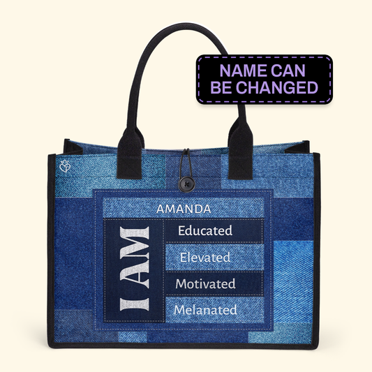 I Am Melanated  - Personalized Canvas Tote Bag TCHN05