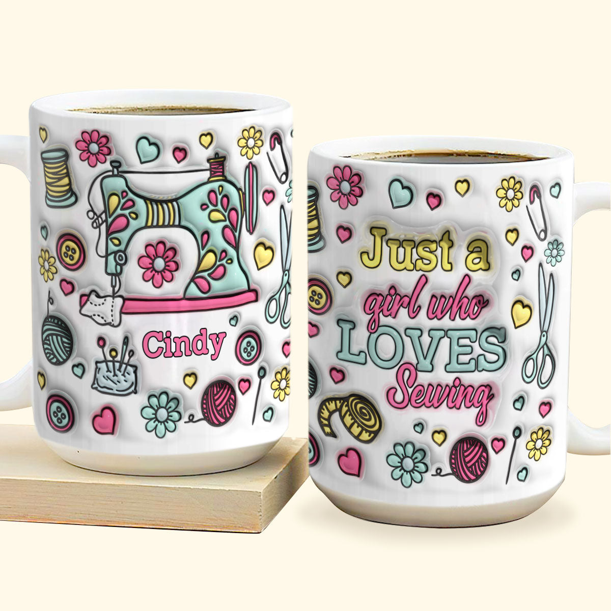 Just A Girl Who Loves Sewing - Personalized Ceramic Coffee Mug TCCCMLHN811