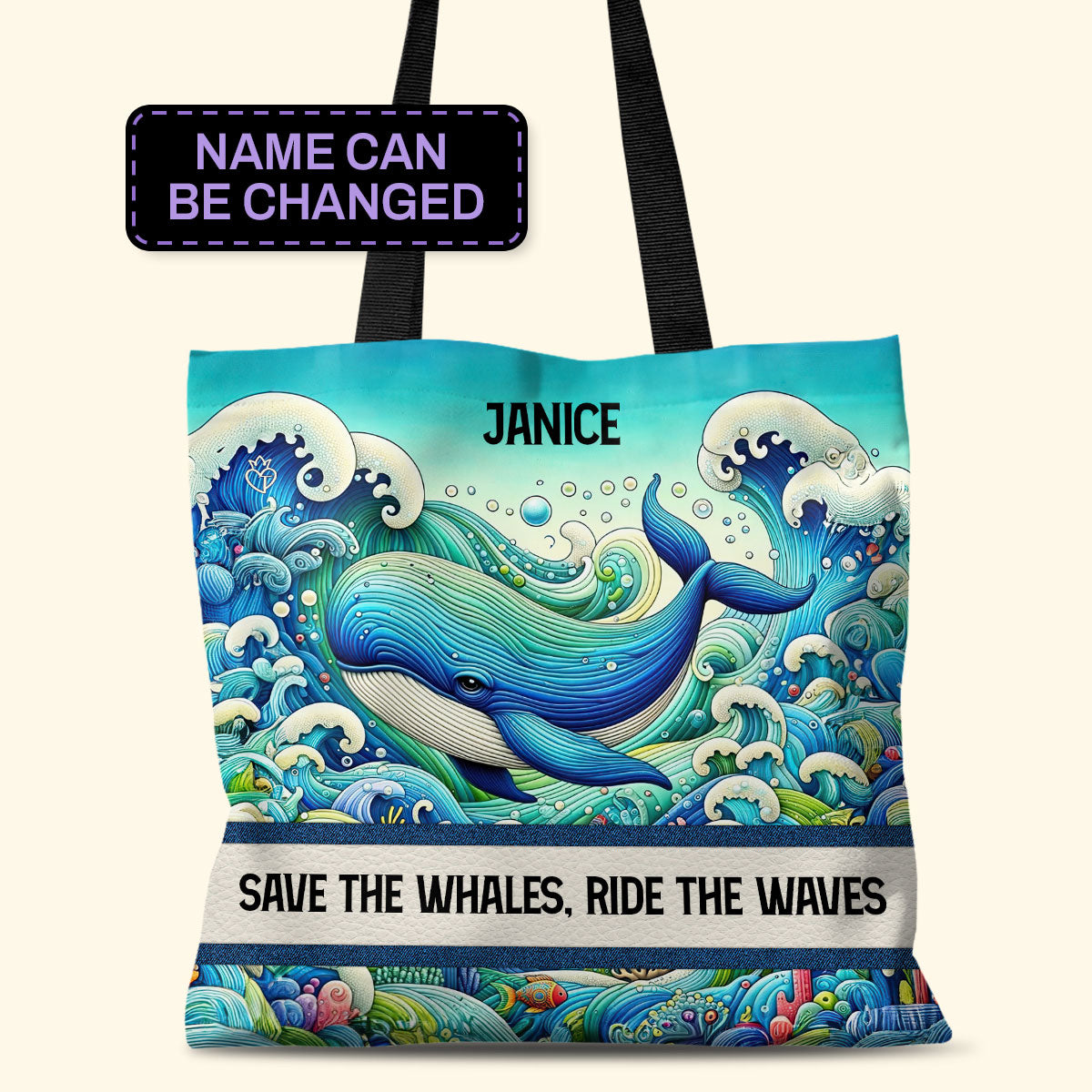 Save the Whales - Personalized Tote Bag TCHN96