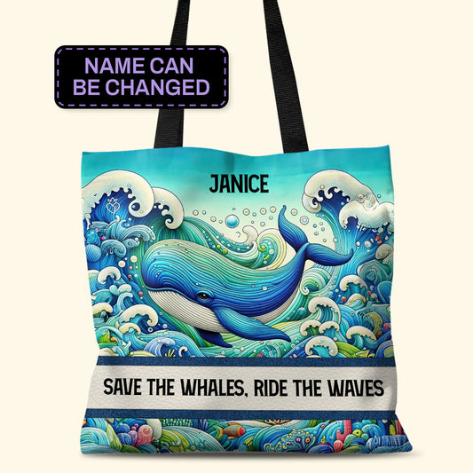 Save the Whales - Personalized Tote Bag TCHN96