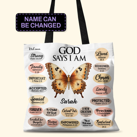 God Says I Am - Personalized Tote Bag TCH01