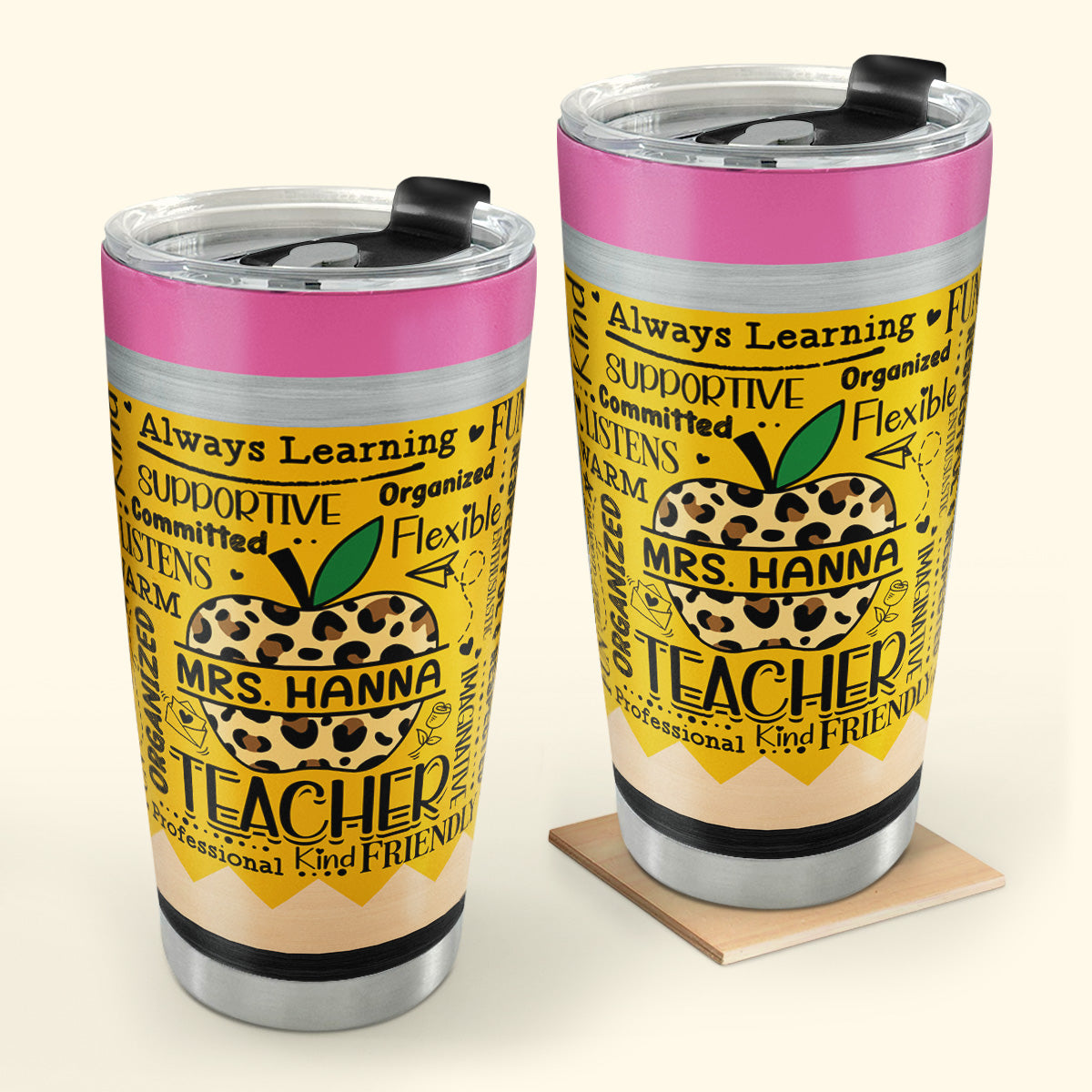 Teacher Apple Tumbler 20oz, 30oz, 40oz - Personalized Tumbler TCSSTLTN802M