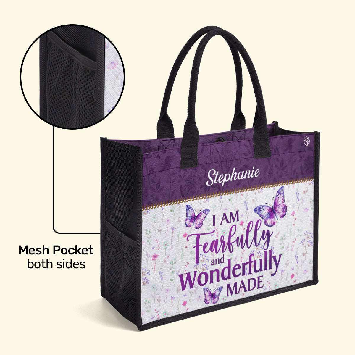 I Am Wonderfully Made  - Personalized Canvas Tote Bag TCHN02