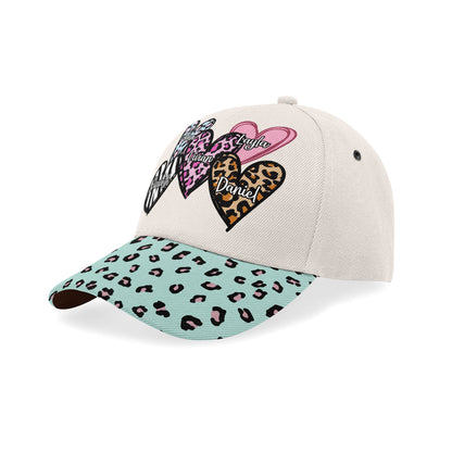 Mommy Mama Grandma Heart Leopard Pattern - Personalized Classic Cap TCCCHN41