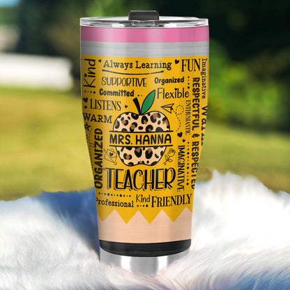 Teacher Apple Tumbler 20oz, 30oz, 40oz - Personalized Tumbler TCSSTLTN802M