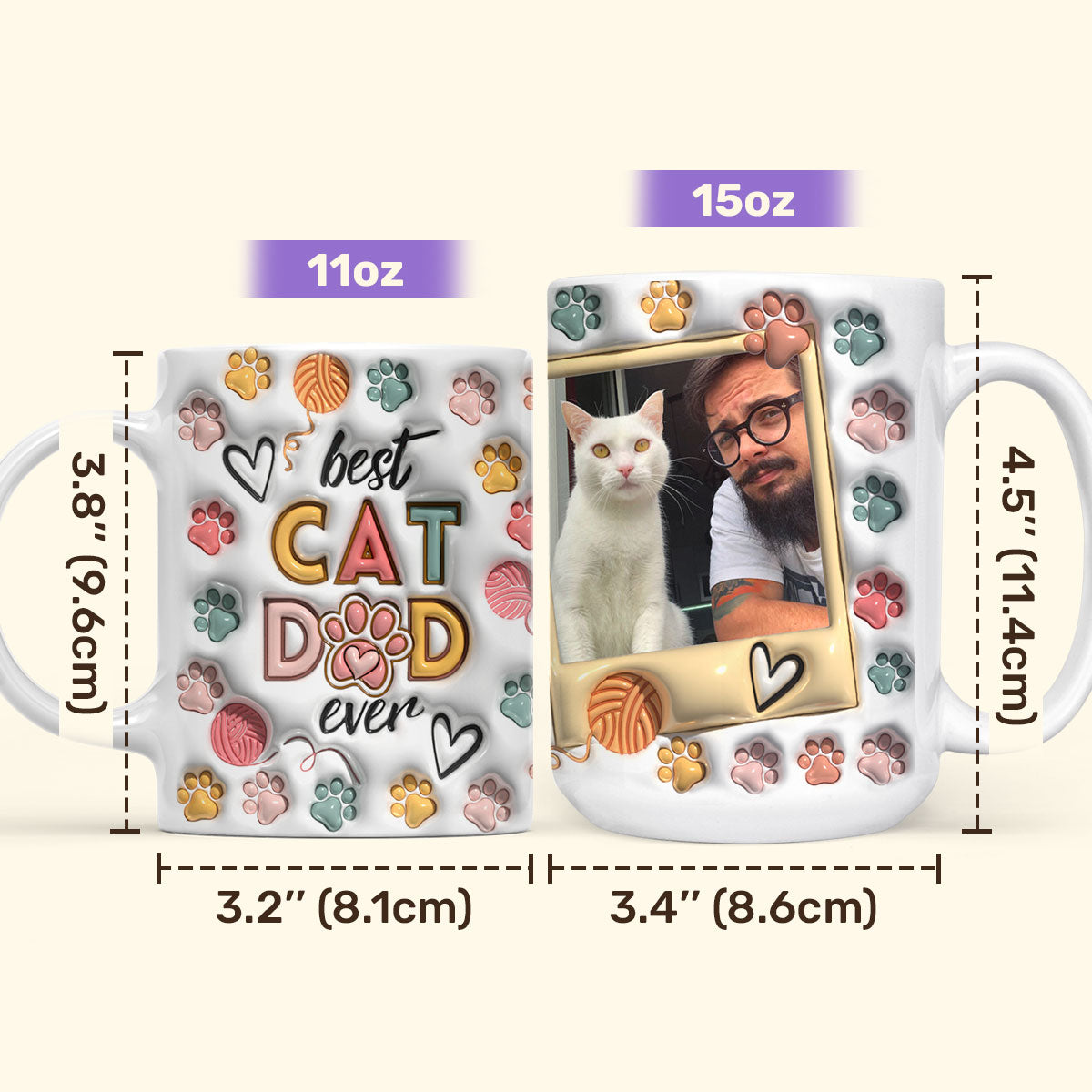 Best Cat Dad - Personalized Ceramic Coffe Mug TCCCMN11