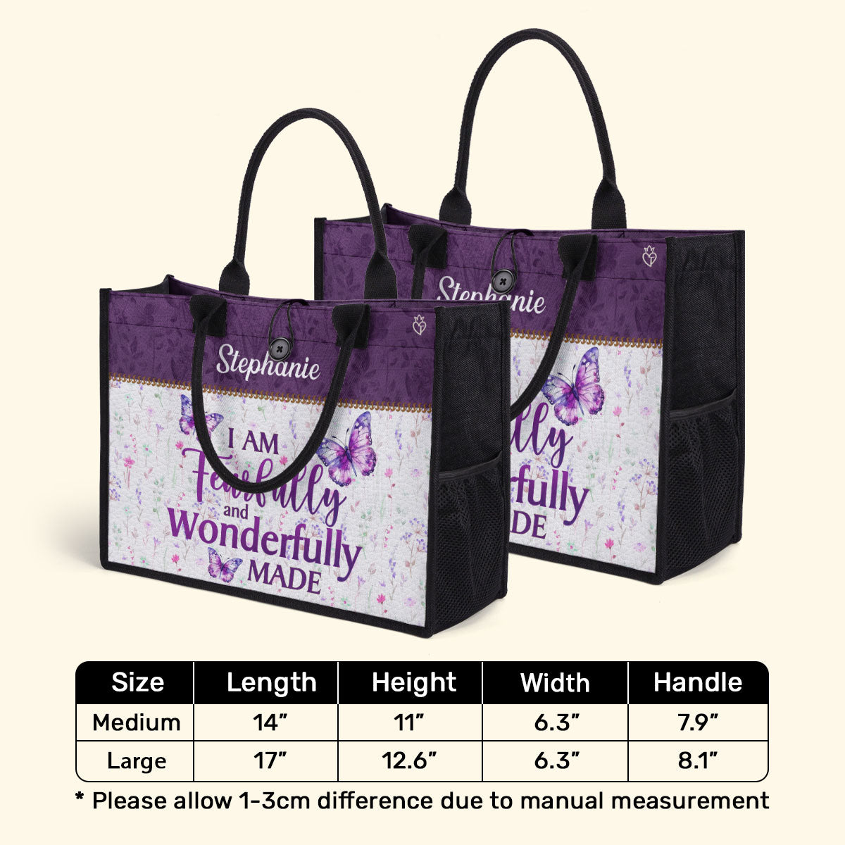 I Am Wonderfully Made  - Personalized Canvas Tote Bag TCHN02