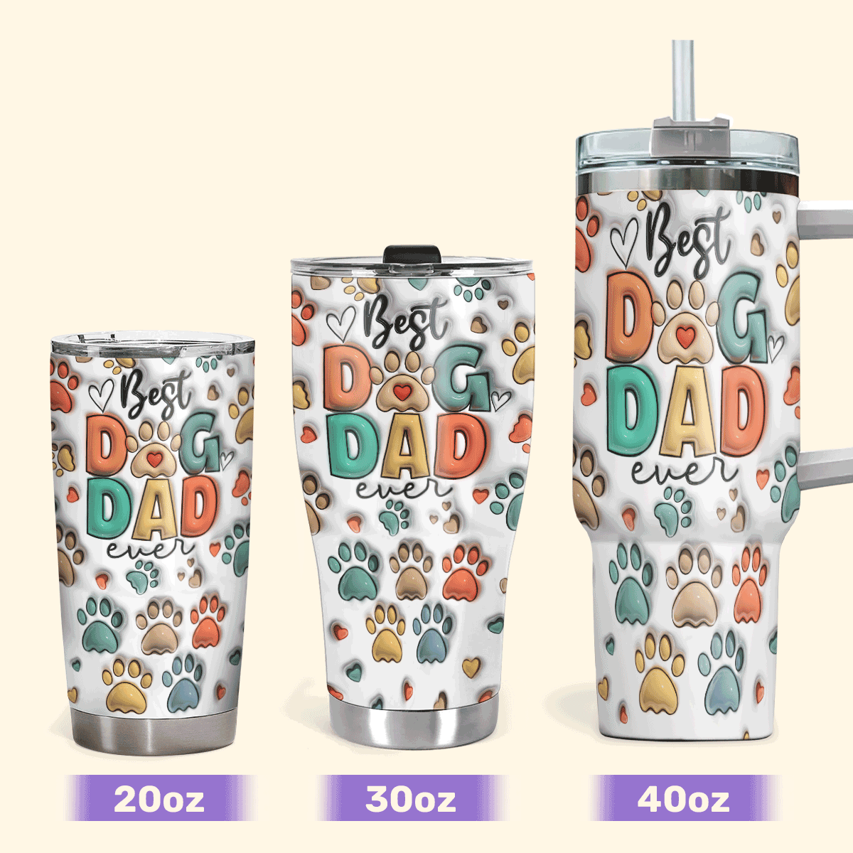 Best Dog Dad 20oz, 30oz, 40oz Personalized Tumbler TCSSTH841