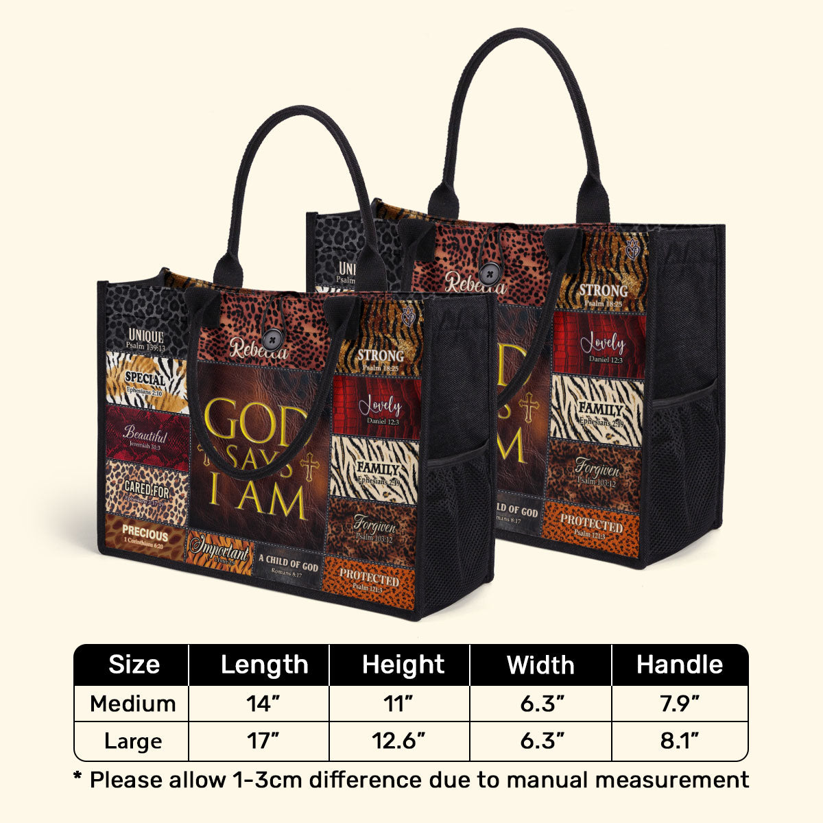 God Says I Am- Personalized Canvas Tote Bag TCVM07