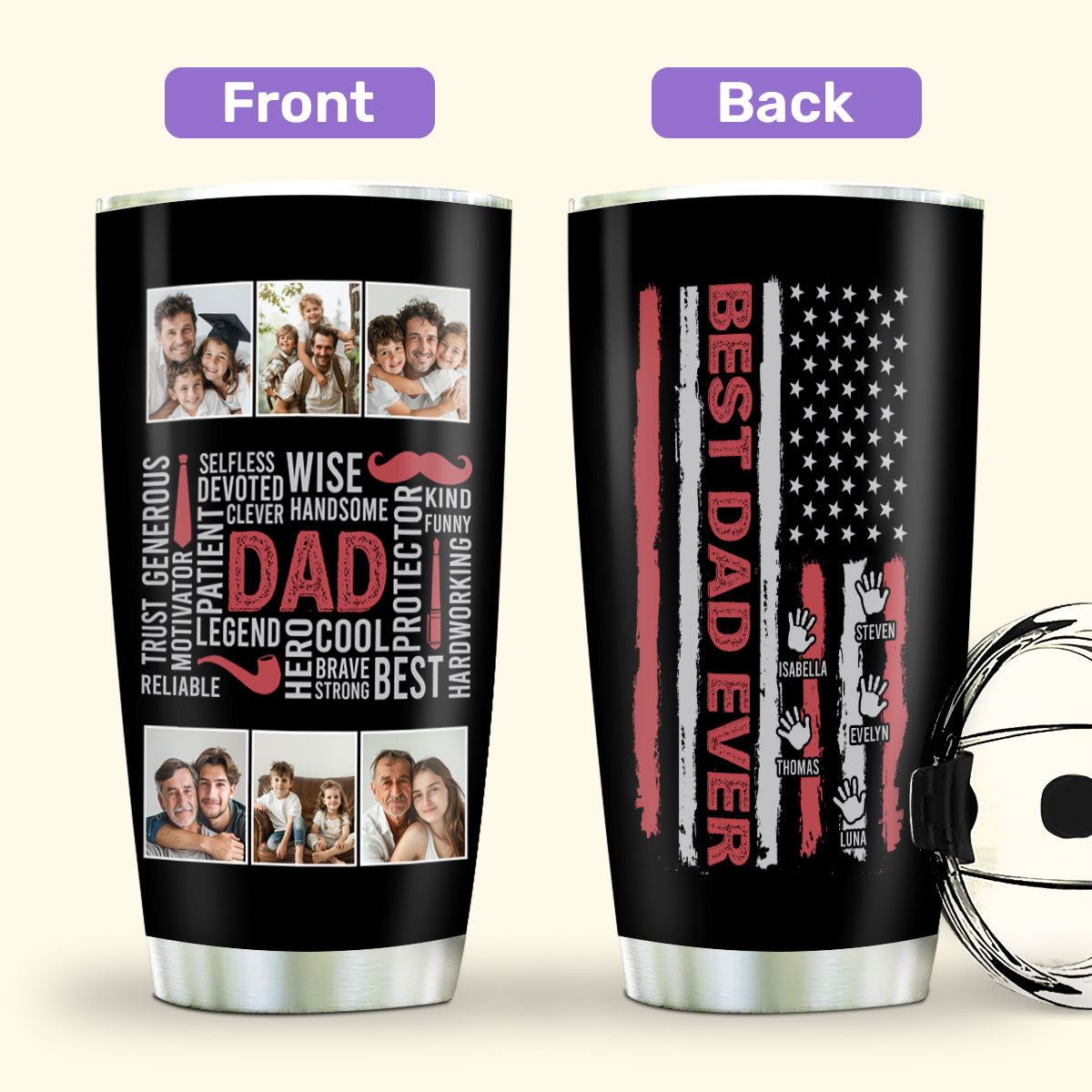 Dad Hero Handsome 20oz, 30oz, 40oz Personalized Tumbler TCSSTT44