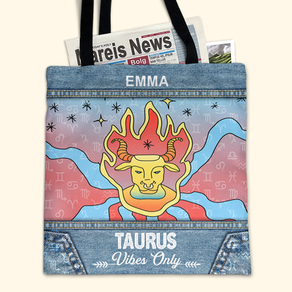 Horoscope Vibes Only - Personalized Tote Bag TCTBT80