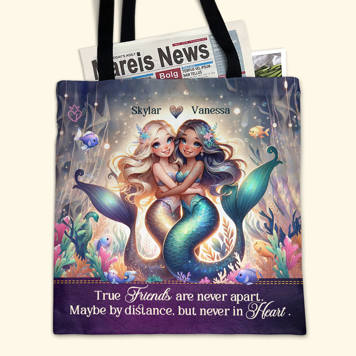 True Friends Are Never Apart. Maybe By Distance, But Never In Heart  - Personalized Tote Bag TCM22