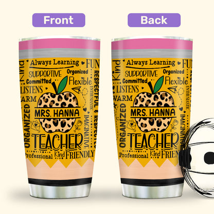 Teacher Apple Tumbler 20oz, 30oz, 40oz - Personalized Tumbler TCSSTLTN802M