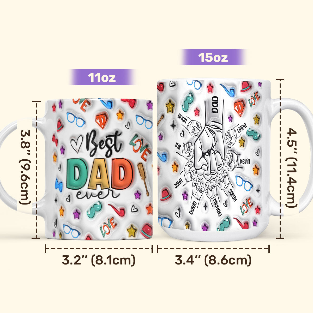 Best Dad Ever - Personalized Ceramic Coffee Mug TCCCMH840