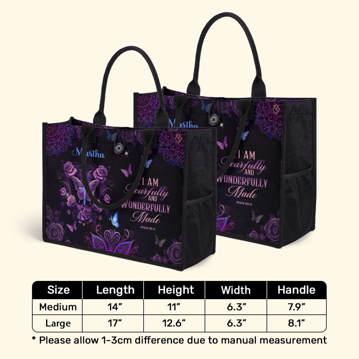 Fearfully And Wonderfully Made - Personalized Canvas Tote Bag TCVM10