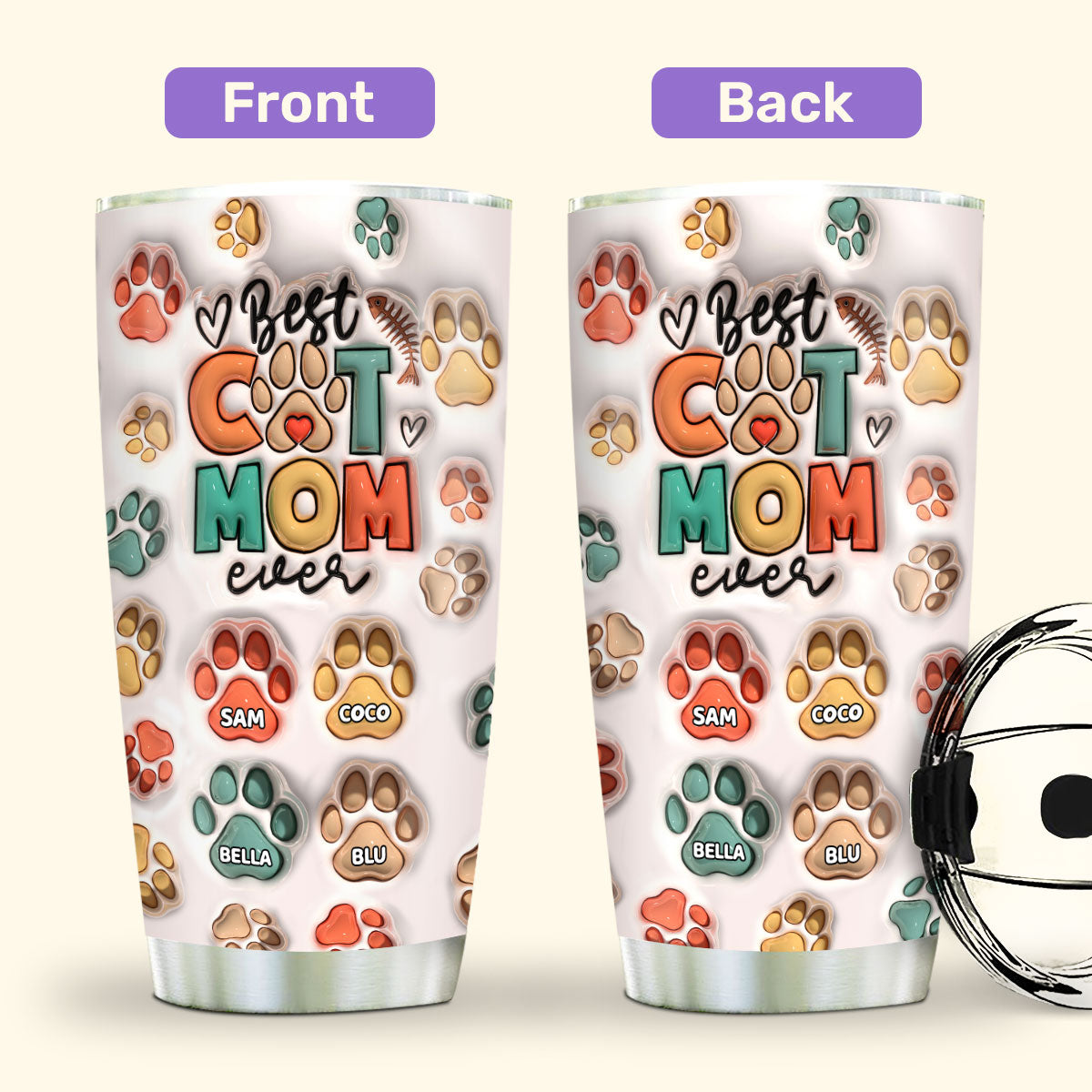 Best Cat Mom 20oz, 30oz, 40oz Personalized Tumbler TCSSTH848