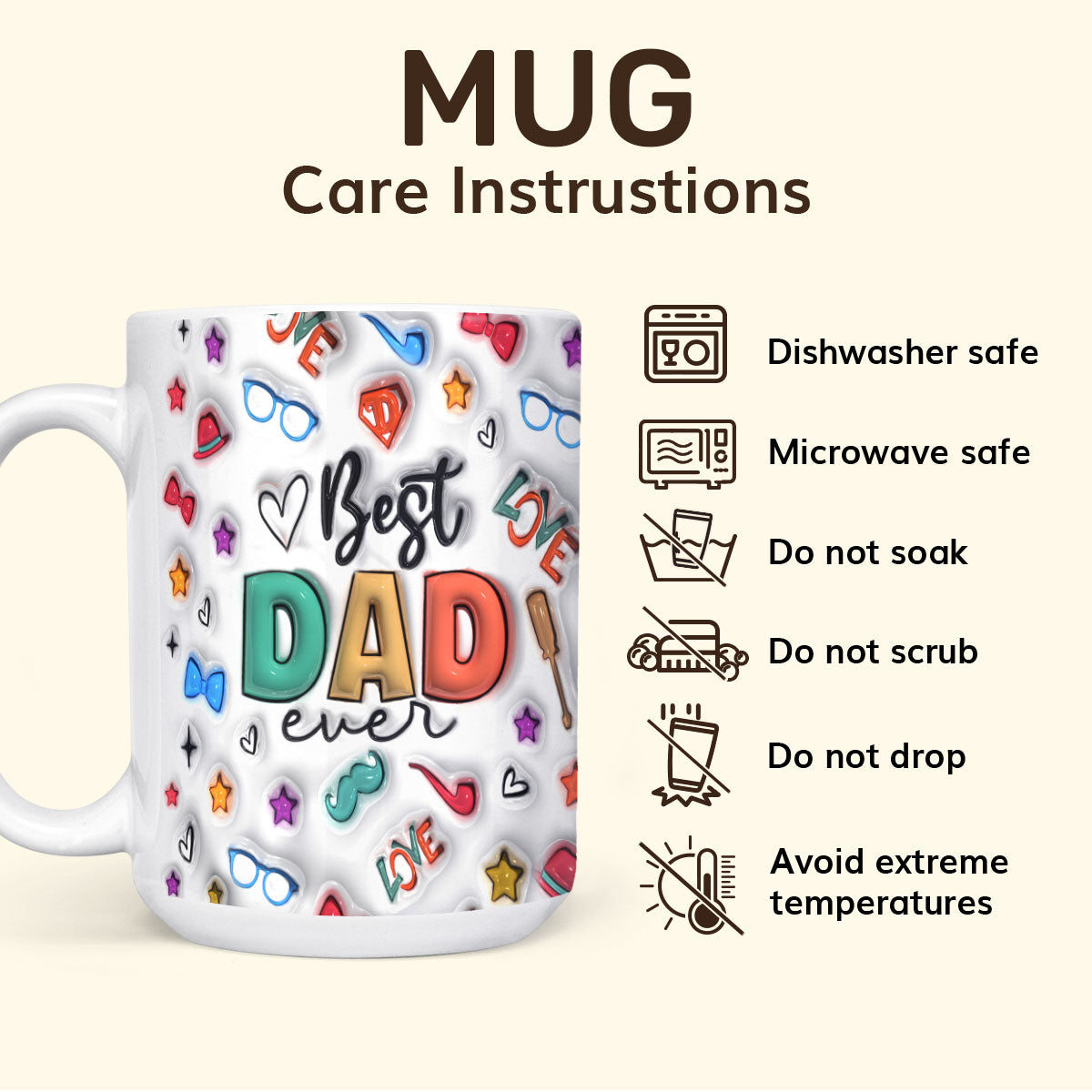 Best Dad Ever - Personalized Ceramic Coffee Mug TCCCMH840