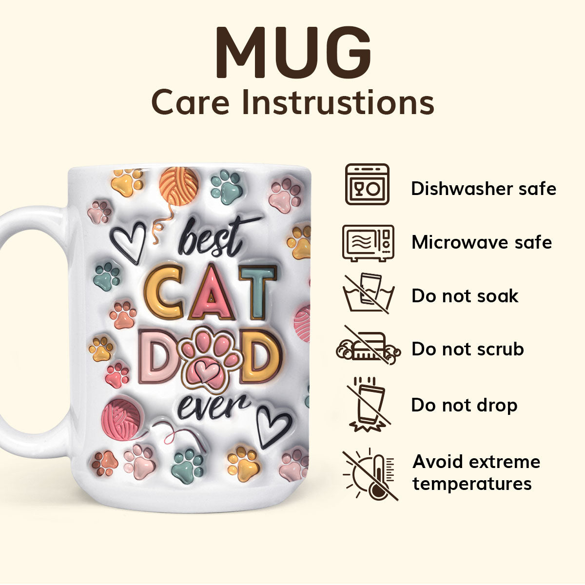 Best Cat Dad - Personalized Ceramic Coffe Mug TCCCMN11