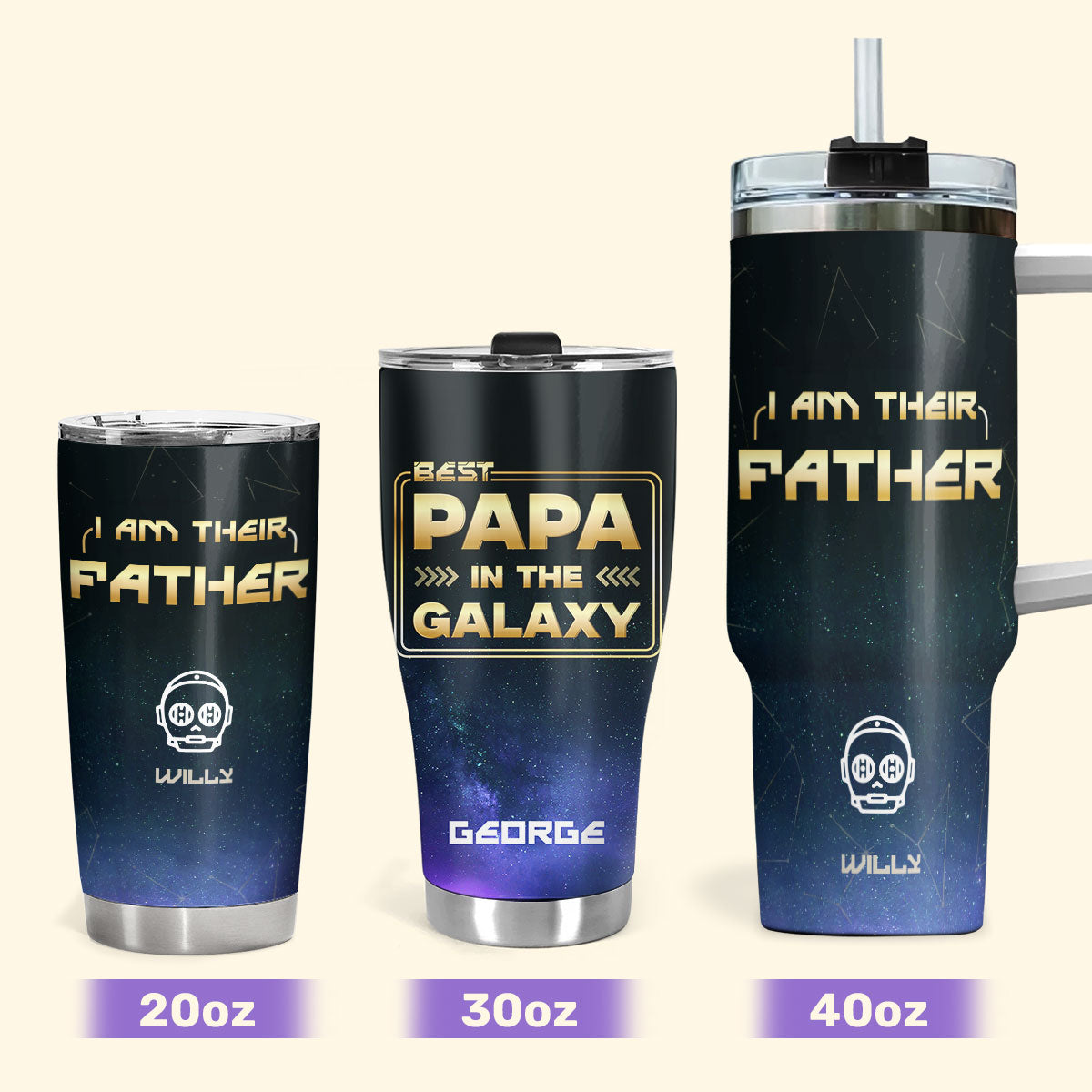 Best Dad In The Galaxy 20oz, 30oz, 40oz Personalized Tumbler TCSSTHA03