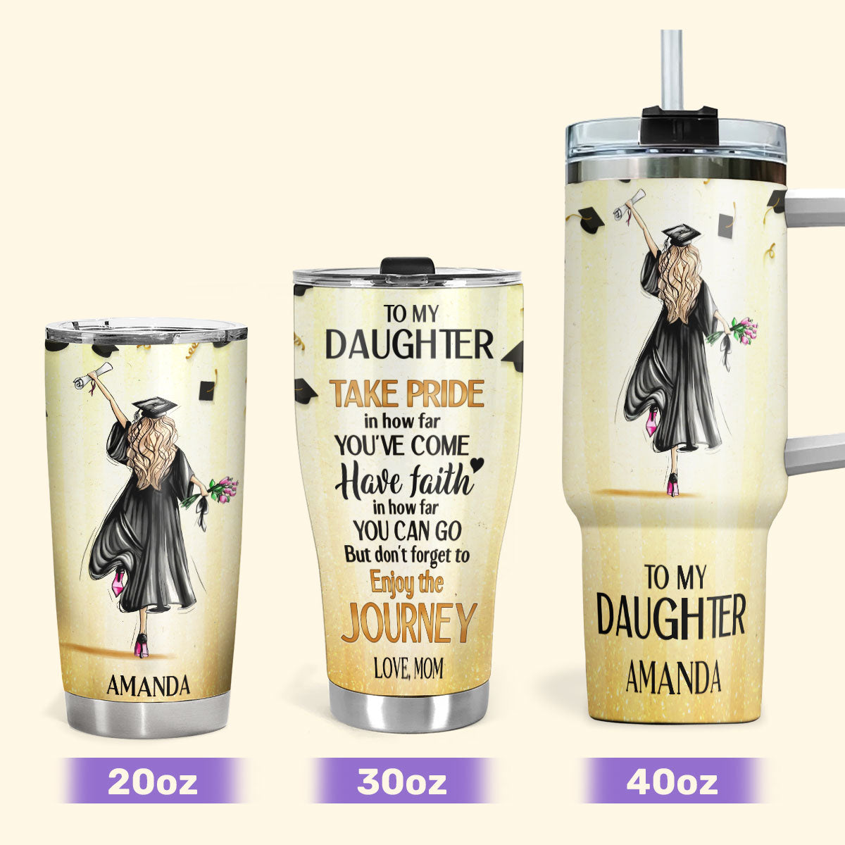 Graduation 20oz, 30oz, 40oz Personalized Tumbler TCHN12