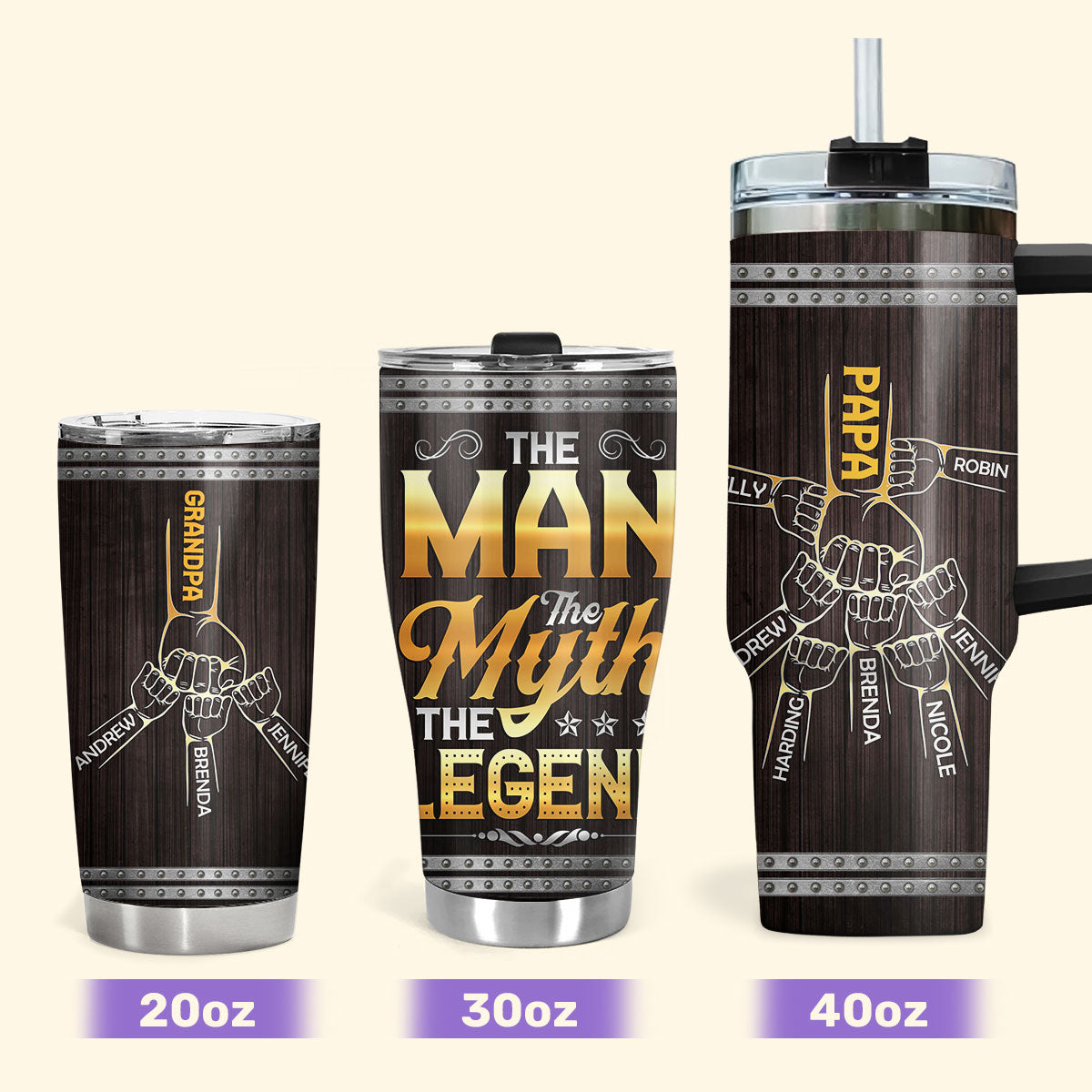 The Man The Myth The Legend 20oz, 30oz, 40oz Personalized Tumbler TCM1024