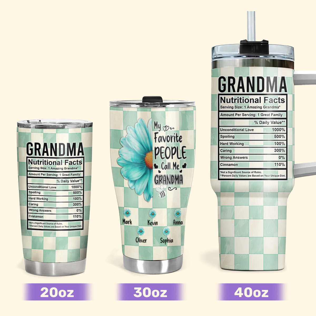 My Favorite People Call Me Grandma 20oz, 30oz, 40oz Personalized Tumbler TCSSTT47