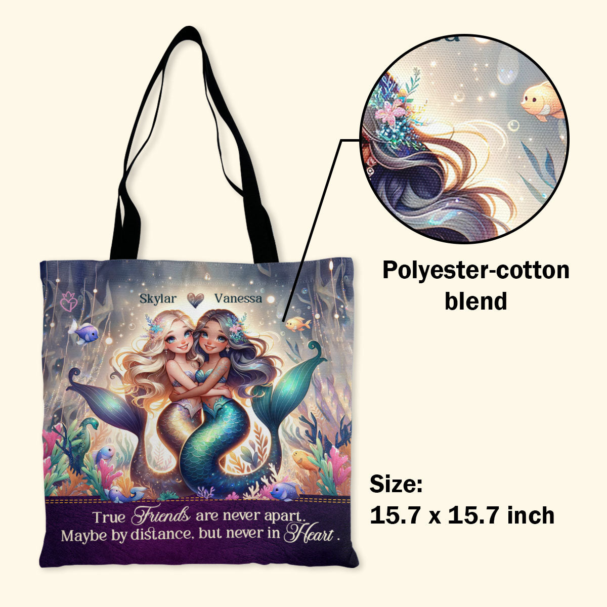 True Friends Are Never Apart. Maybe By Distance, But Never In Heart  - Personalized Tote Bag TCM22