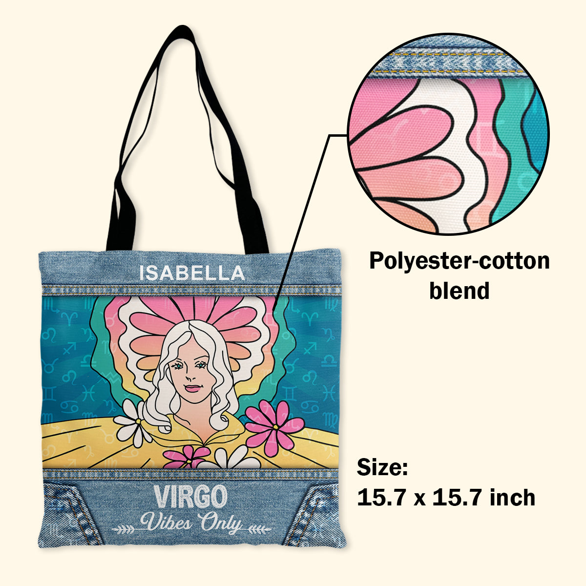 Horoscope Vibes Only - Personalized Tote Bag TCTBT80