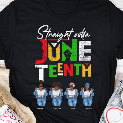 Straight Outta Juneteenth - Personalized Girl & Name - Tshirt TC2DTN41