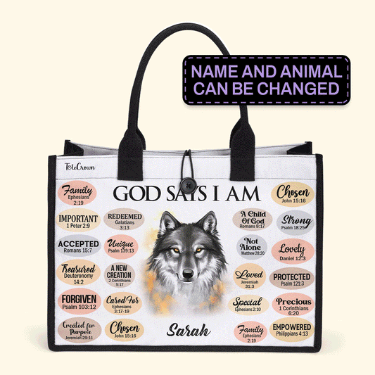 God Says I Am  - Personalized Canvas Tote Bag TCH01