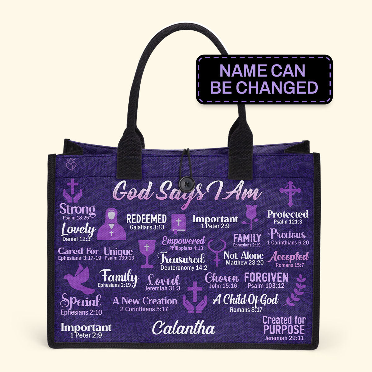 God Says I Am - Personalized Canvas Tote Bag TCH07