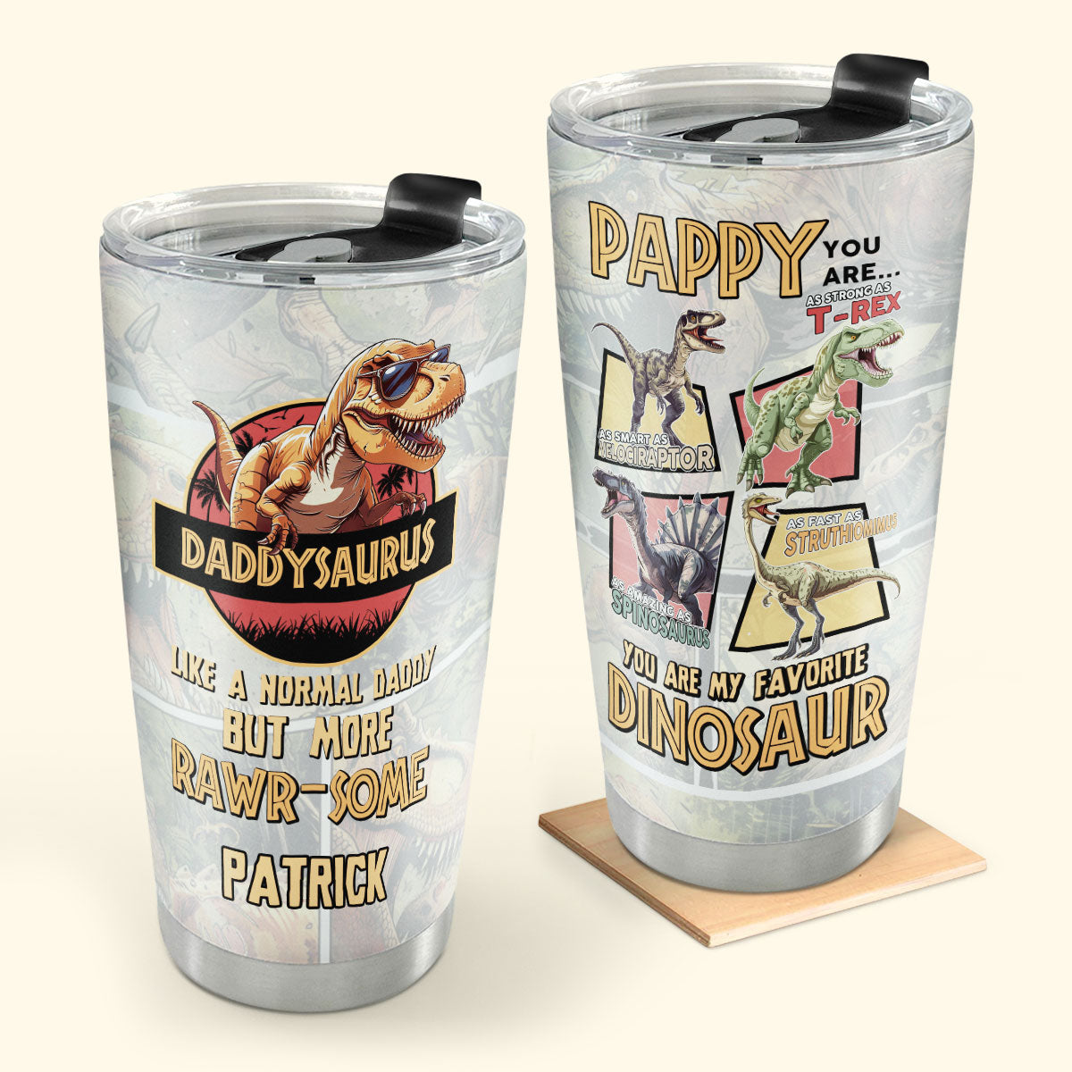 Daddysaurus 20oz, 30oz, 40oz Personalized Tumbler TCSSTN17