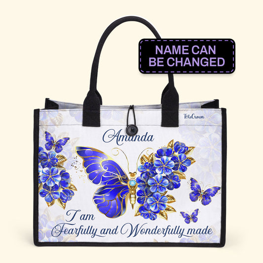 I Am Fearfully And Wonderfully Made  - Personalized Canvas Tote Bag TCH03