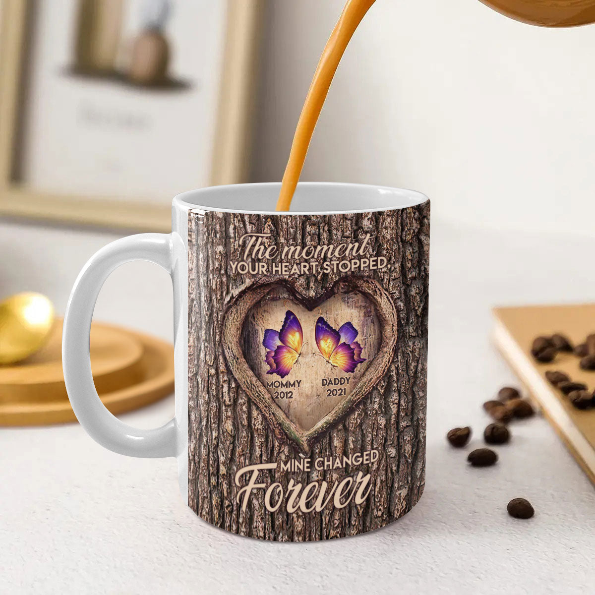 The Moment Your Heart Stopped, Mine Changed Forever - Personalized Ceramic Coffee Mug TCCCMN77