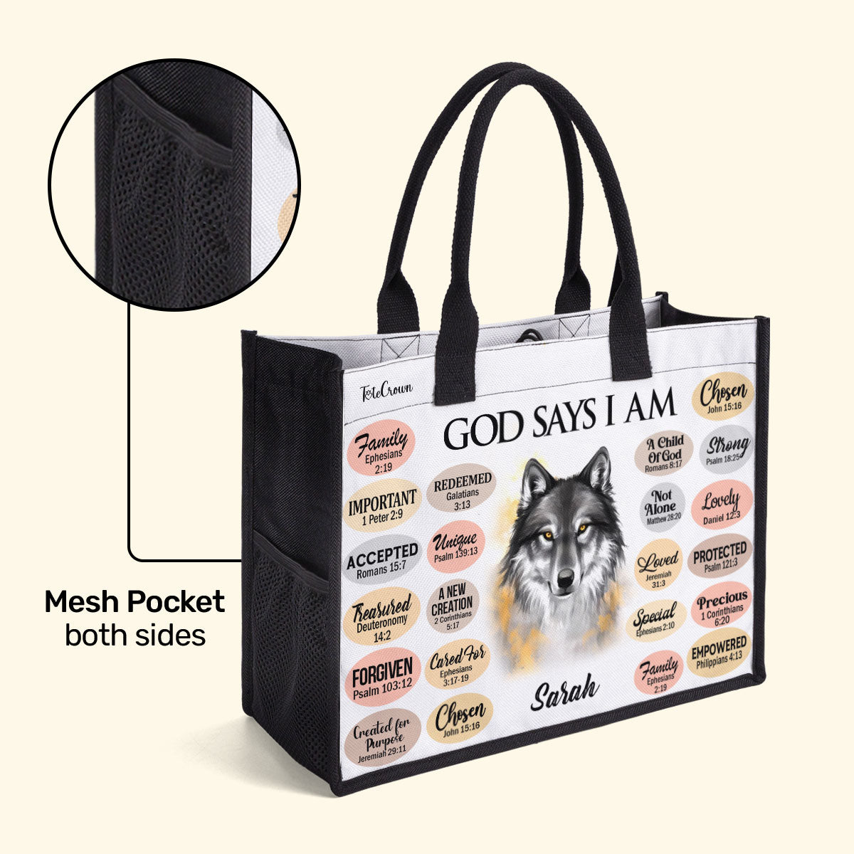 God Says I Am  - Personalized Canvas Tote Bag TCH01