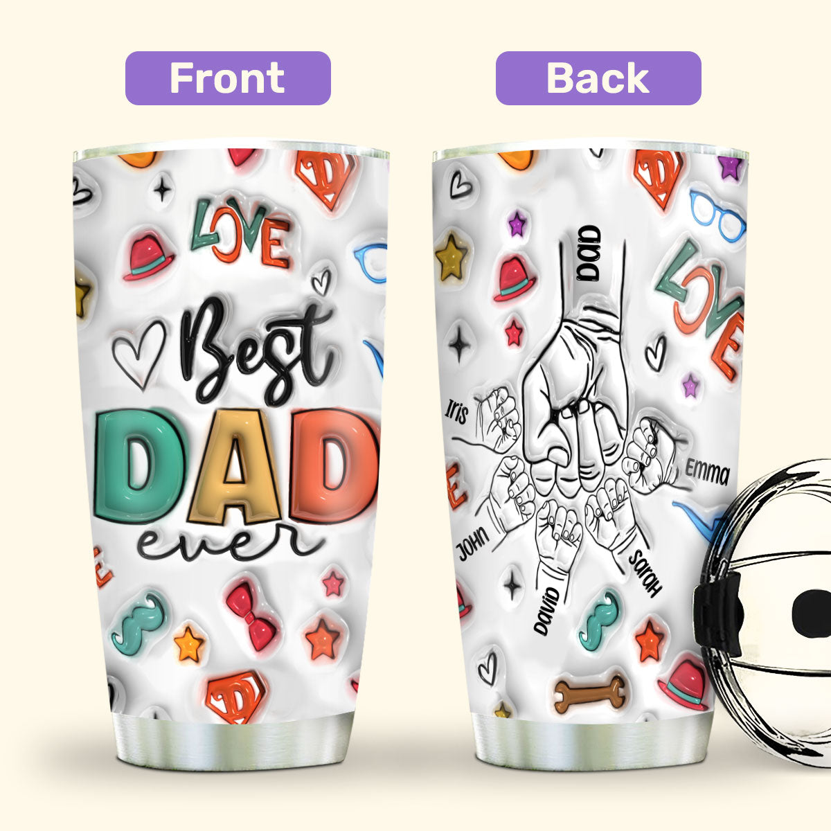 Best Dad Ever 20oz, 30oz, 40oz Personalized Tumbler TCSSTH840