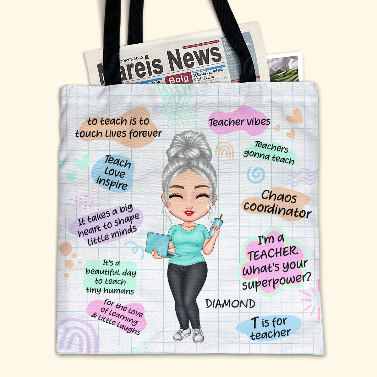 Teacher Vibes - Personalized Tote Bag TCTBN75