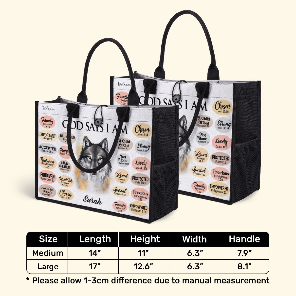 God Says I Am  - Personalized Canvas Tote Bag TCH01