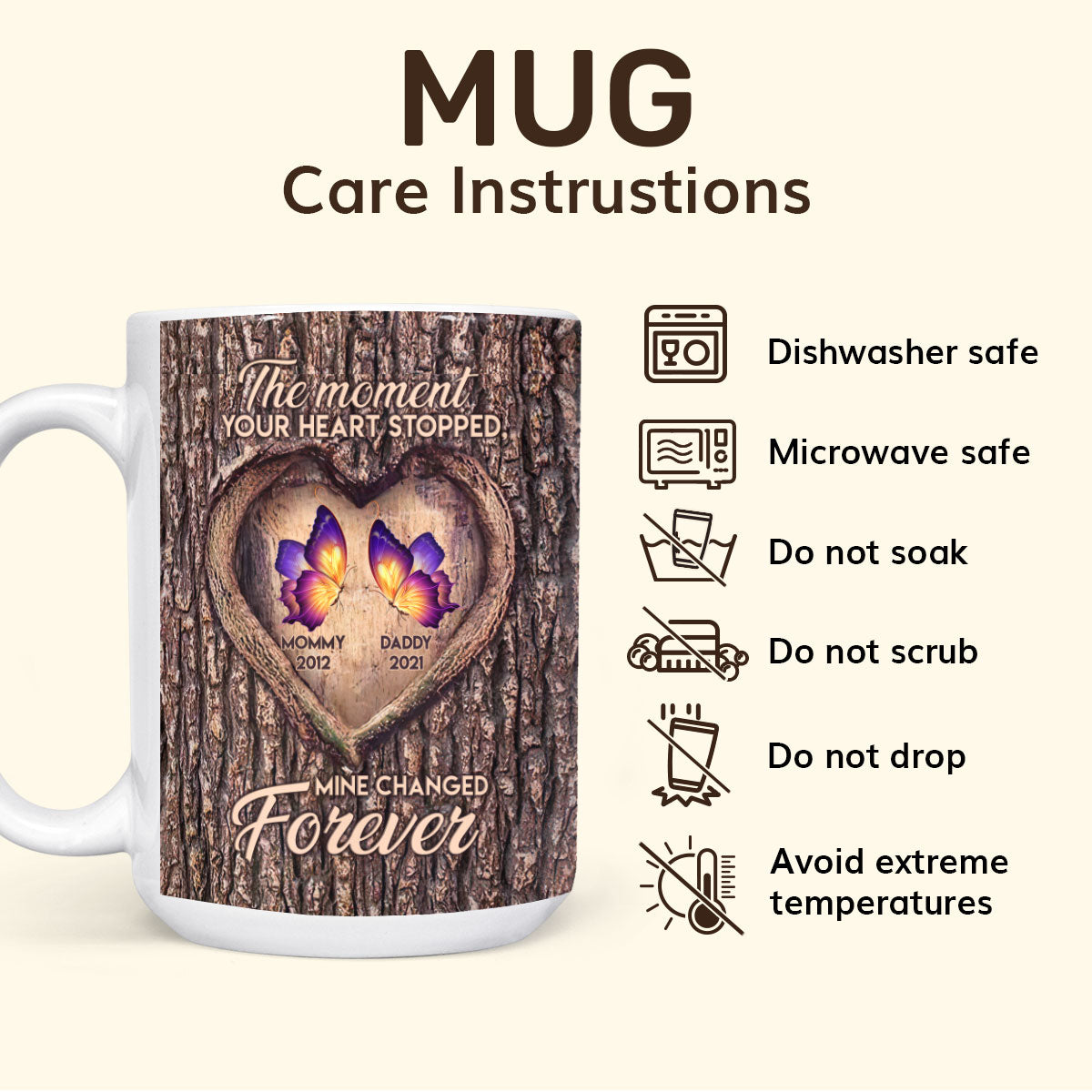 The Moment Your Heart Stopped, Mine Changed Forever - Personalized Ceramic Coffee Mug TCCCMN77