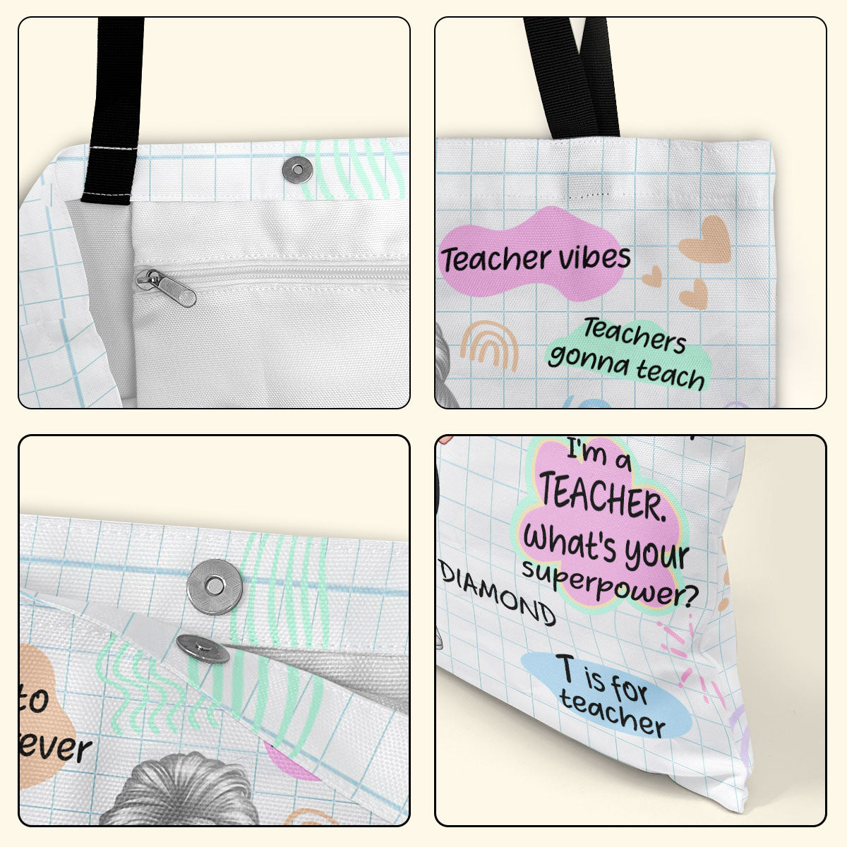 Teacher Vibes - Personalized Tote Bag TCTBN75