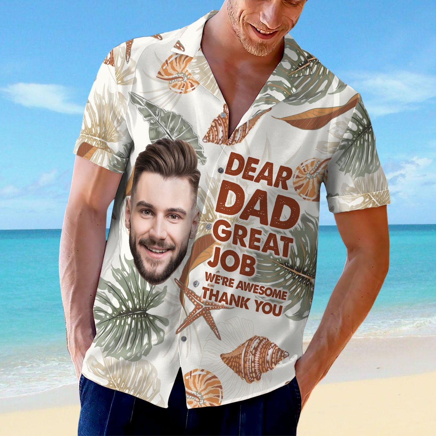 Dear Dad Great Job - Personalized Hawaii Shirt TCHWSN31