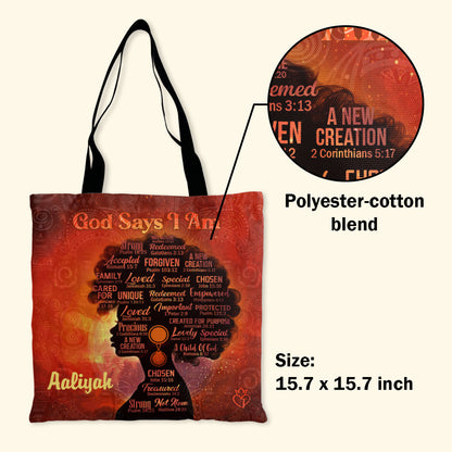 God Says I Am Unique - Personalized Tote Bag TCH10